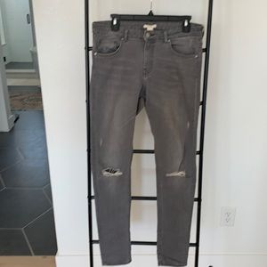 H&M Gray Distressed Skinny Jeans